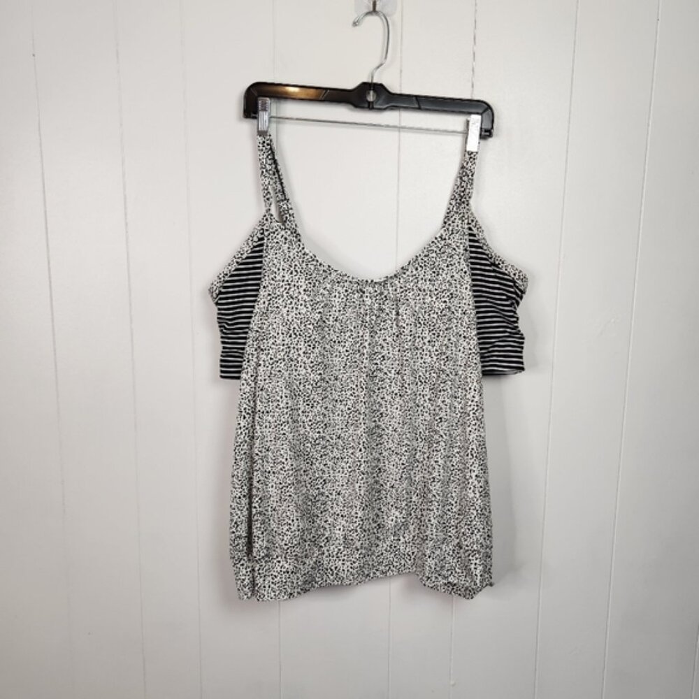 Penningtons Tankini with Bra Fooler Black Gray Size 3X Swim Swimsuit Top